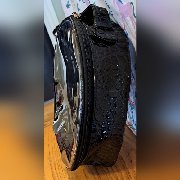 EUC Paloma Picasso Vegan Black Croc Travel Cosmetic Makeup Beauty Case Bag - Picture 5 of 9